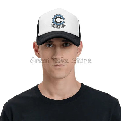 Capsule Corp Mesh-Baseballkappen Unisex-Hip-Hop-Trucker-Cap Anime DBZ Dad-Cap Verstellbare Rennkappe Sommer-Trucker-Snapback-Kappen