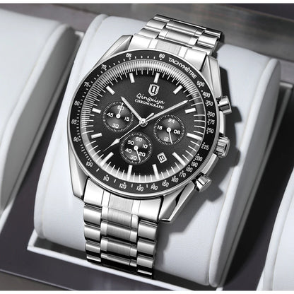 Luxury Brand Men Quartz Watch Waterproof Luminous Stainless Steel Men's Watches 24 Hours Chronograph Date Business Watch For Man