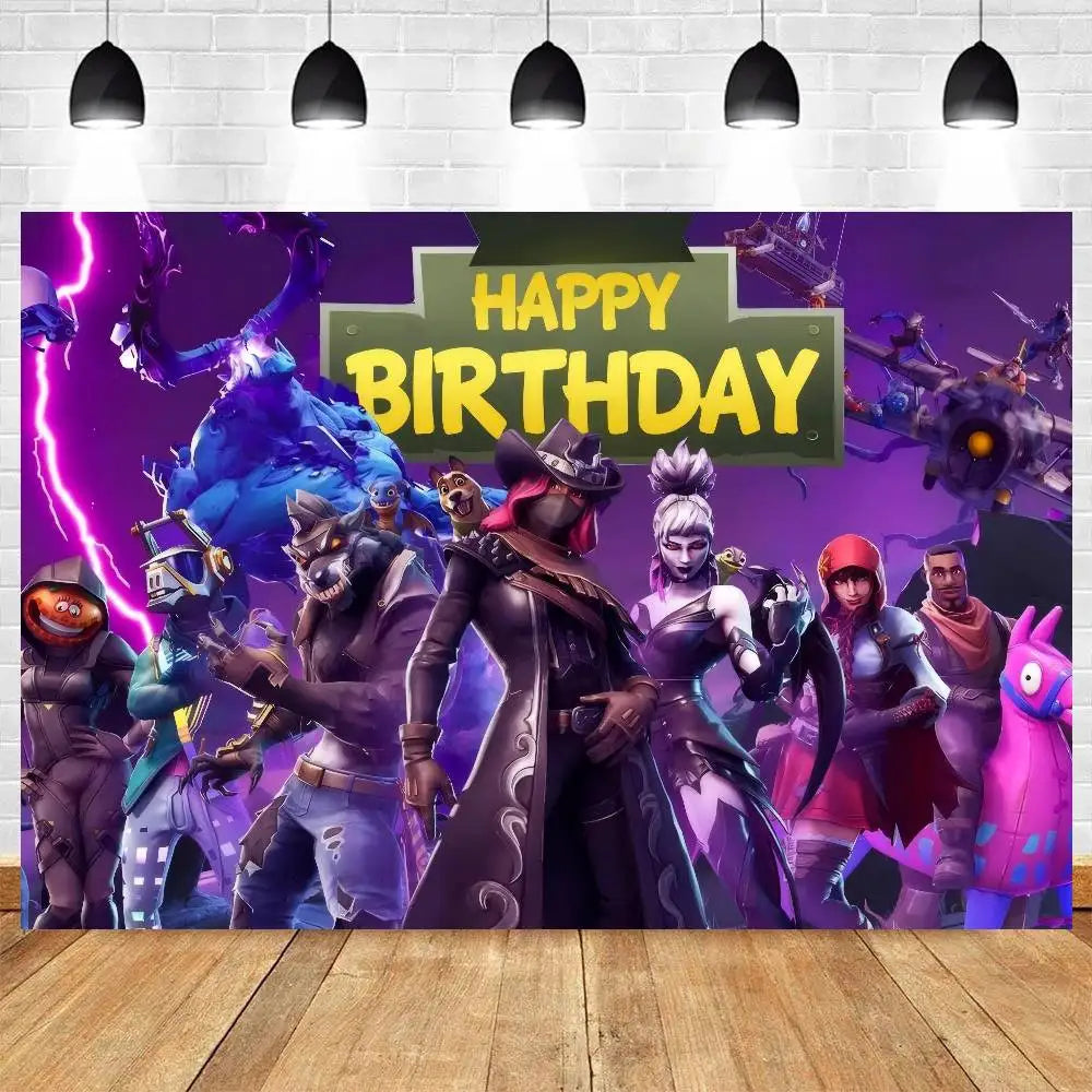 Anime Backdrop For Photo Studio Boys Baby Shower Happy Birthday Party Photography Hot Game F-Fortnite-ES Cool Background