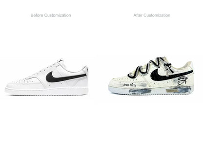 Custom Sneakers Nike Court Vision 1 Low "Eye of God 2.0" Distressed Splatter Men's Skateboarding Sneakers