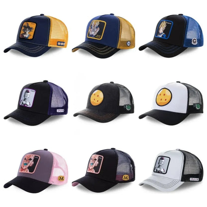 Kapa Dragon Ball Son Goku, bejzbolska kapa, poletna potovalna kapa s ščitkom, moška kapa z vezenjem, hip-hop kapa s ščitkom proti soncu, nastavljiva kapa v stilu »trucker«, mrežasta kapa