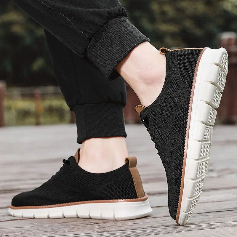 Men Casual Shoes Classic Breathable Brogue Flats Cushioning Color Blocking Design Dress Shoes Versatile Sneakers Lightweight