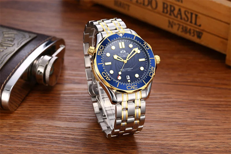 Luxury Automatic Watch for Men Stainless Steel Waterproof Calendar Mechanical Watches Fashion Casual Mens Watches Reloj Hombre
