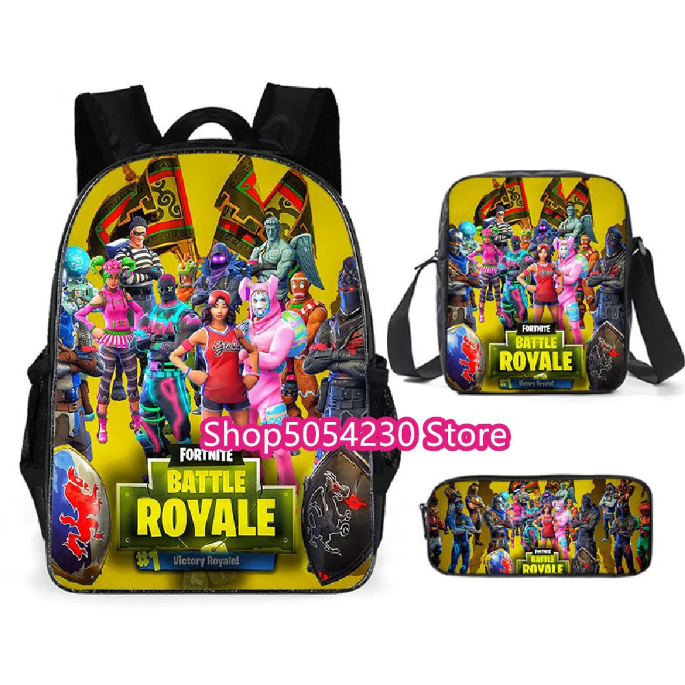 Fortnite 3PCS Backpack for Boys Victory Game 16 Inch Water Resistant Preschool Knapsack Cool Elementary School Backpacks