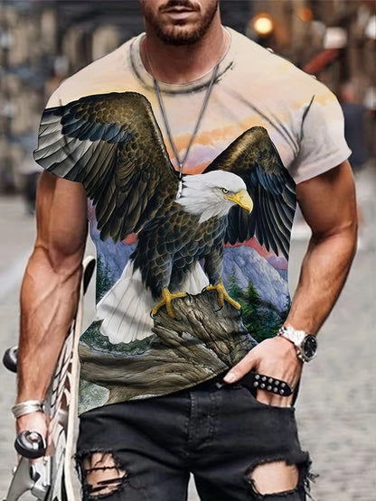Fashion Eagle T-shirts met print Luxe T-shirt Zomer T-shirts voor heren Casual tops T-shirt met korte mouwen 3D-print Herenkleding