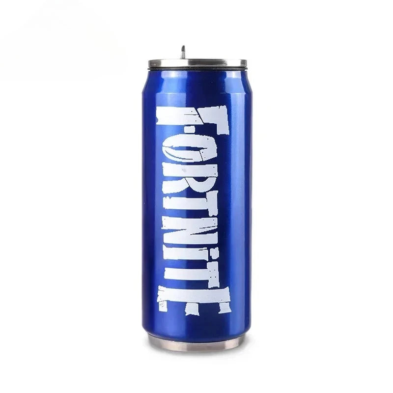 Fortnite Water Cup Straw Cups Outdoor Sports Mugs Stainless Steel Mug Student Portable Drinking Coffee Cup 450ML Birthday Gift