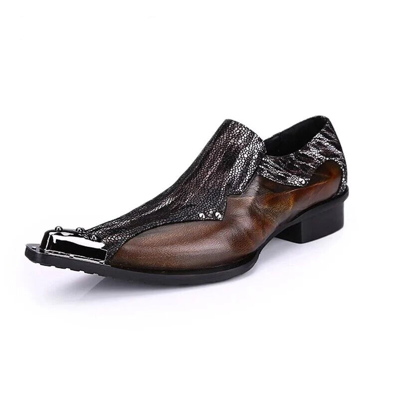 Men's Luxury White Gold Metal Toe Oxford Elegant Loafers Slip-On Dress Shoes Formal Wedding Party PU Leather Shoes Size 38-46