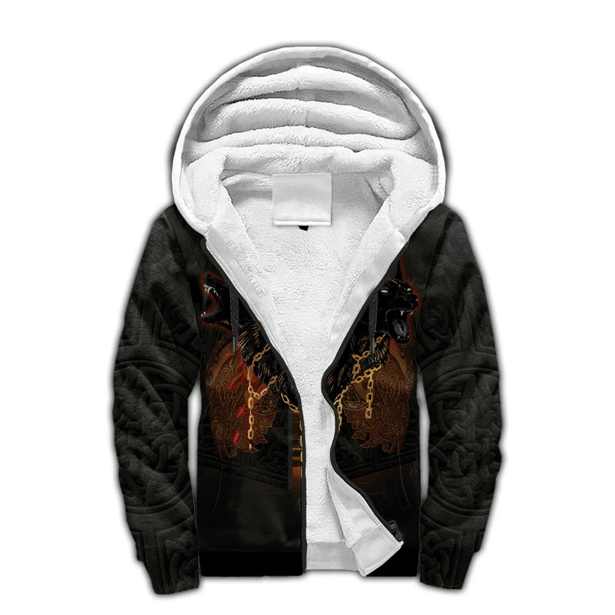 Mjolnir Odino Corvo Lupo Tatuaggio Felpa con cappuccio da uomo invernale più spessa con zip, stampata in 3D, unisex, casual, tuta con cappuccio, giacca in pile calda KD16