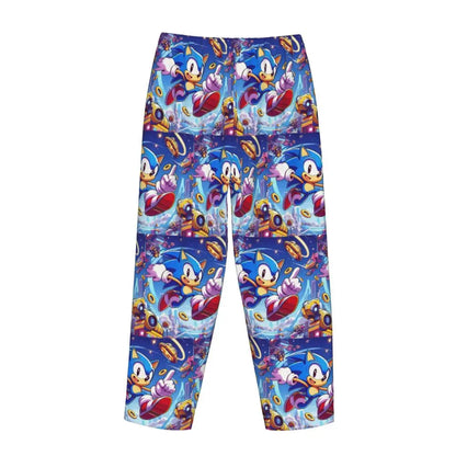 Custom Women Soniced Pajama Pants Printed Hedgehog Game Sleep Sleepwear Bottoms with Pockets
