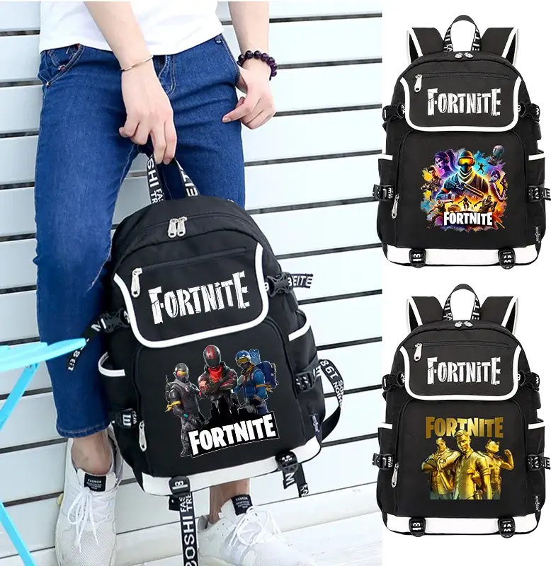 Fortnites раница с голям капацитет, ежедневна чанта за рамо с USB порт, унисекс аниме ученическа раница, нов стилен подарък за канцеларски принадлежности