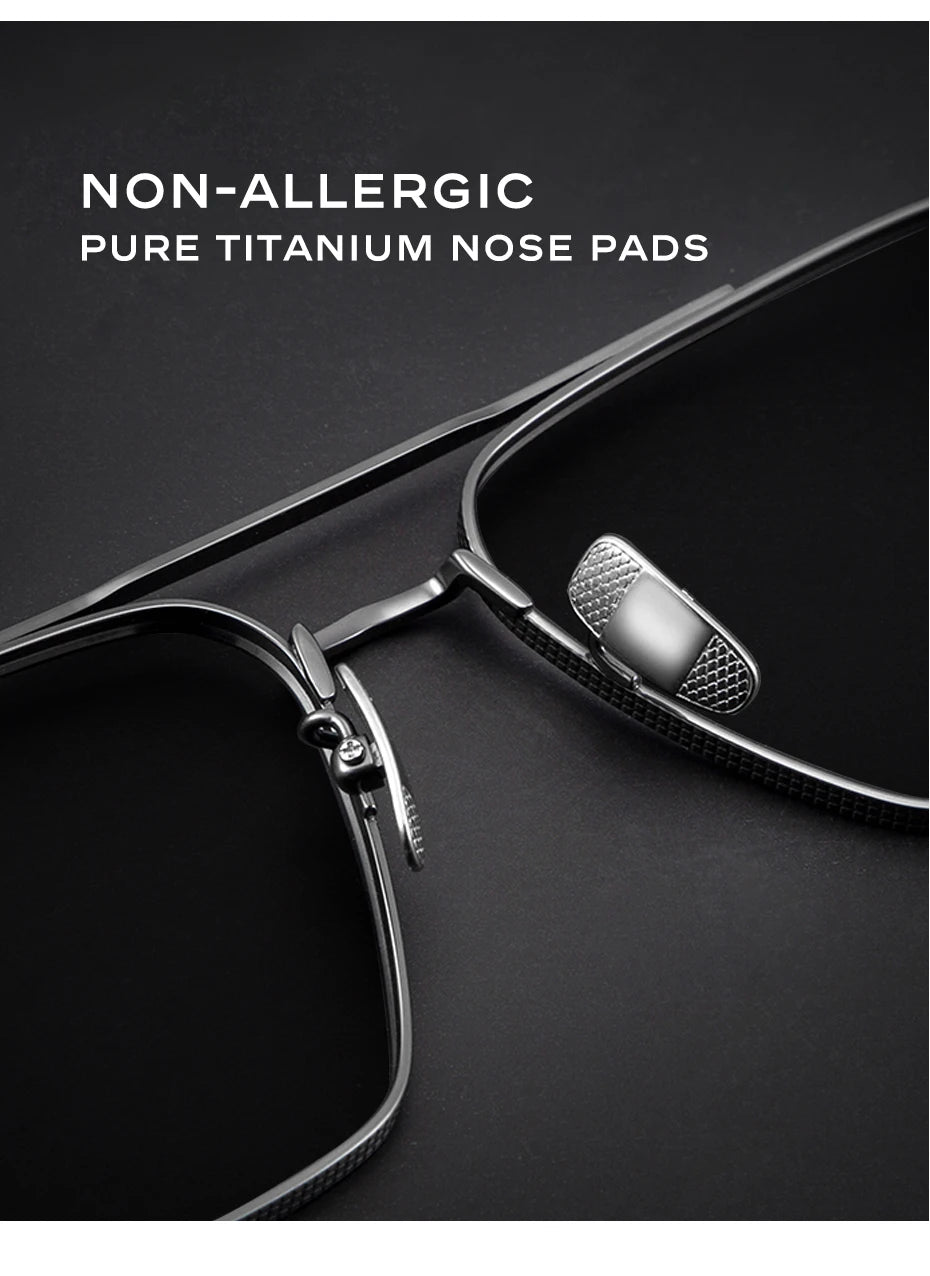 CAPONI Polarized Men Sunglasses Seiko Pure Titanium Photochromic Outdoor Driving Shades UV400 Original Brand Sun Glasses BS50004