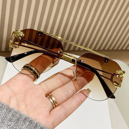 Rimless Women Sunglasses Luxury Designer Vintage Uv400 Men Sun Glasses Lunette Shades De Soleil Femme Gafas De Sol Mujer Lentes