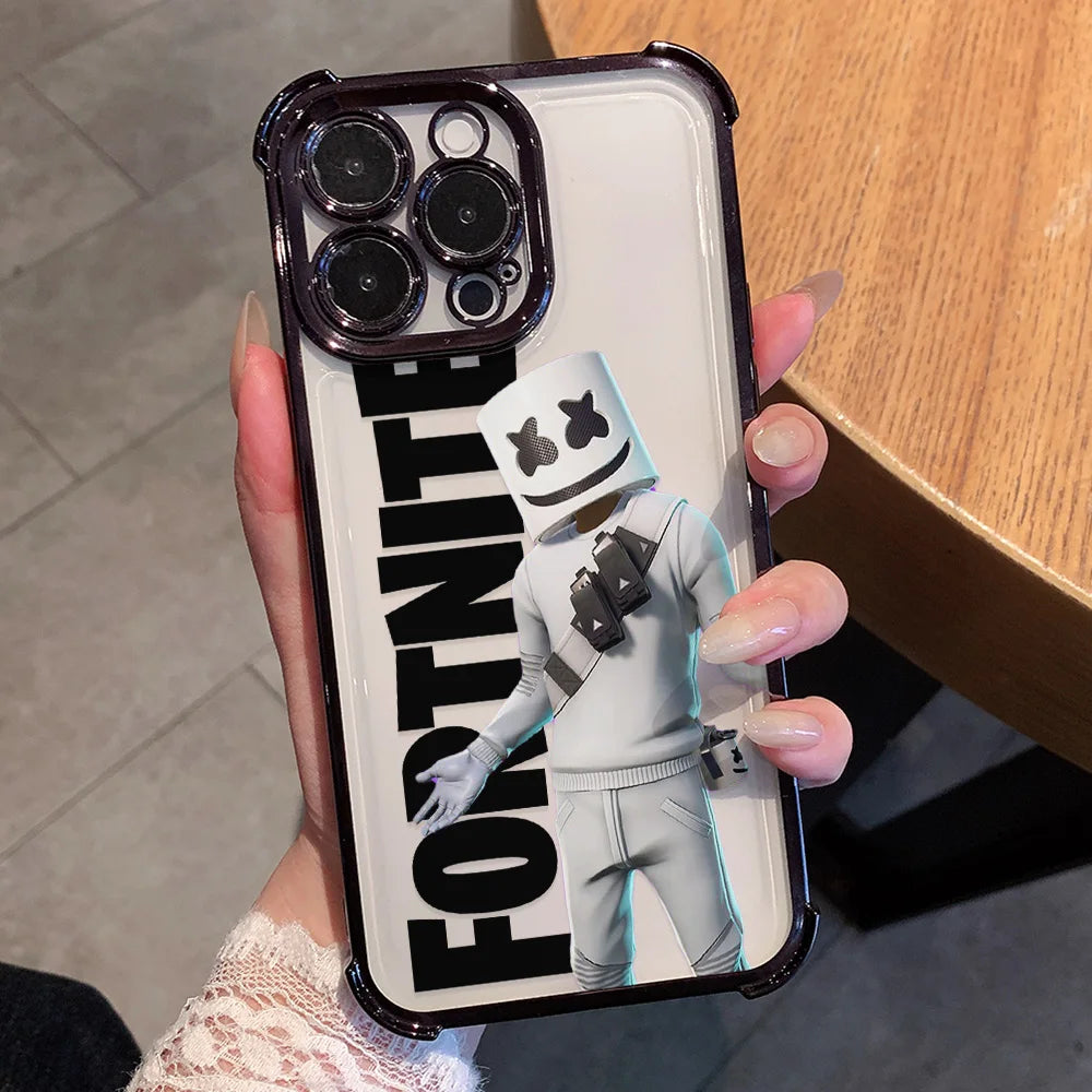 Game Hot F-Fortnites Plating Phone Case For iPhone 17 17e 16e 16 15 14 13 12 11 Pro Max X XR XSMax 7 8 Mini Air Plus Anti-Fall