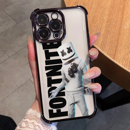 Game Hot F-Fortnites Plating Phone Case For iPhone 17 17e 16e 16 15 14 13 12 11 Pro Max X XR XSMax 7 8 Mini Air Plus Anti-Fall