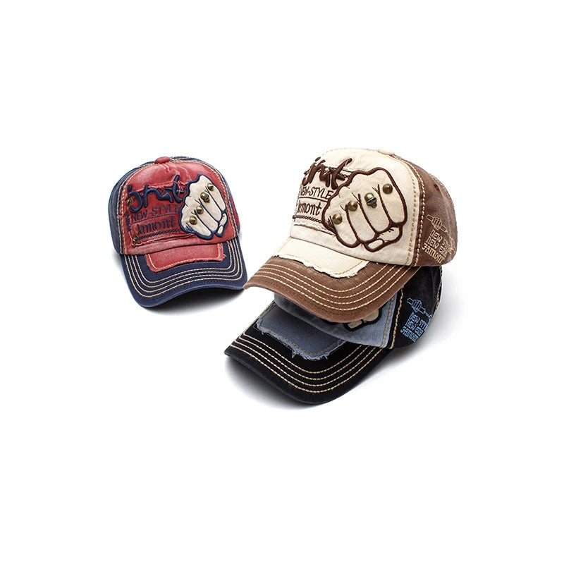 Fashion Baseball Cap Sports Outdoors Casual Cap Sun Hat Gorras Hip Hop Caps One Size Adjustable Unisex Fist Rivet Patch