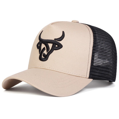 Cappellini da baseball unisex con ricamo a testa di bue, regolabili, casual, cappellini da esterno per la protezione solare in primavera e in estate