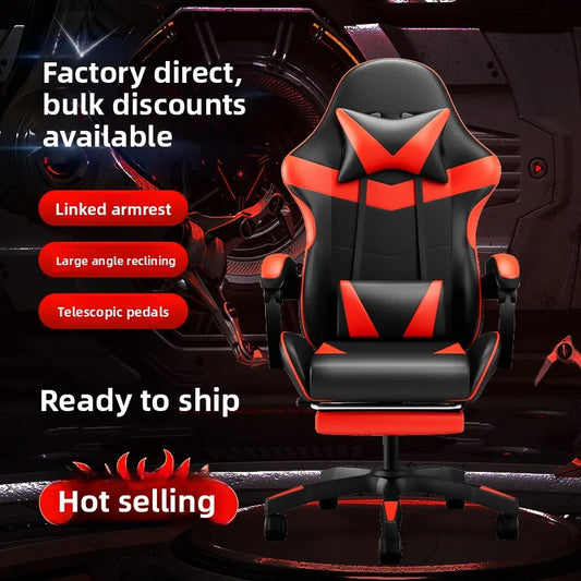 Ergonomisk gamingstol, dator- och skrivbordsstol för hemmakontoret, fällbar gamingstol med ryggstöd för långa spelsessioner