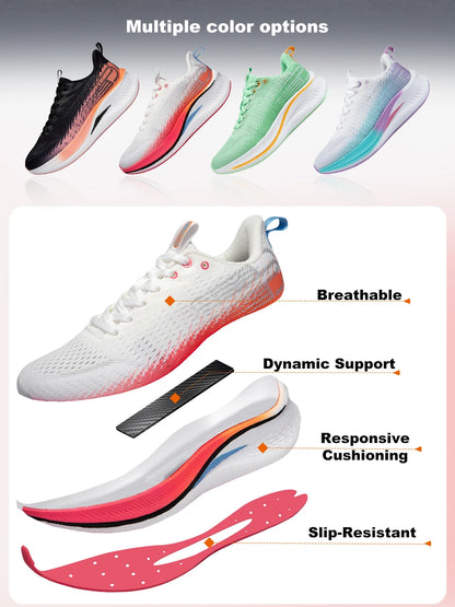 Baasploa Women’s Professional Running Shoes Outdoor Carbon Plate Non-Slip Sports Shoes Female Casual Breathable Jogging Sneakers
