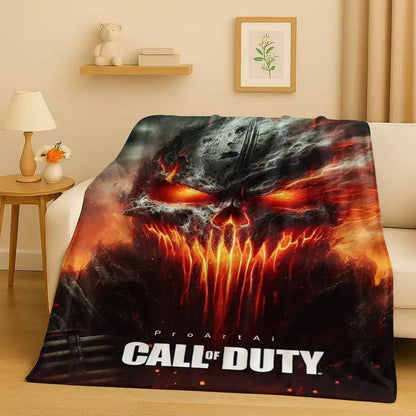 3D Classic Gun Game Call of Duty COD Ghost Simon Flannel Blanket,Ultra Soft Warm Plush Throw for Home Bedroom Bed Sofa Cover Kid