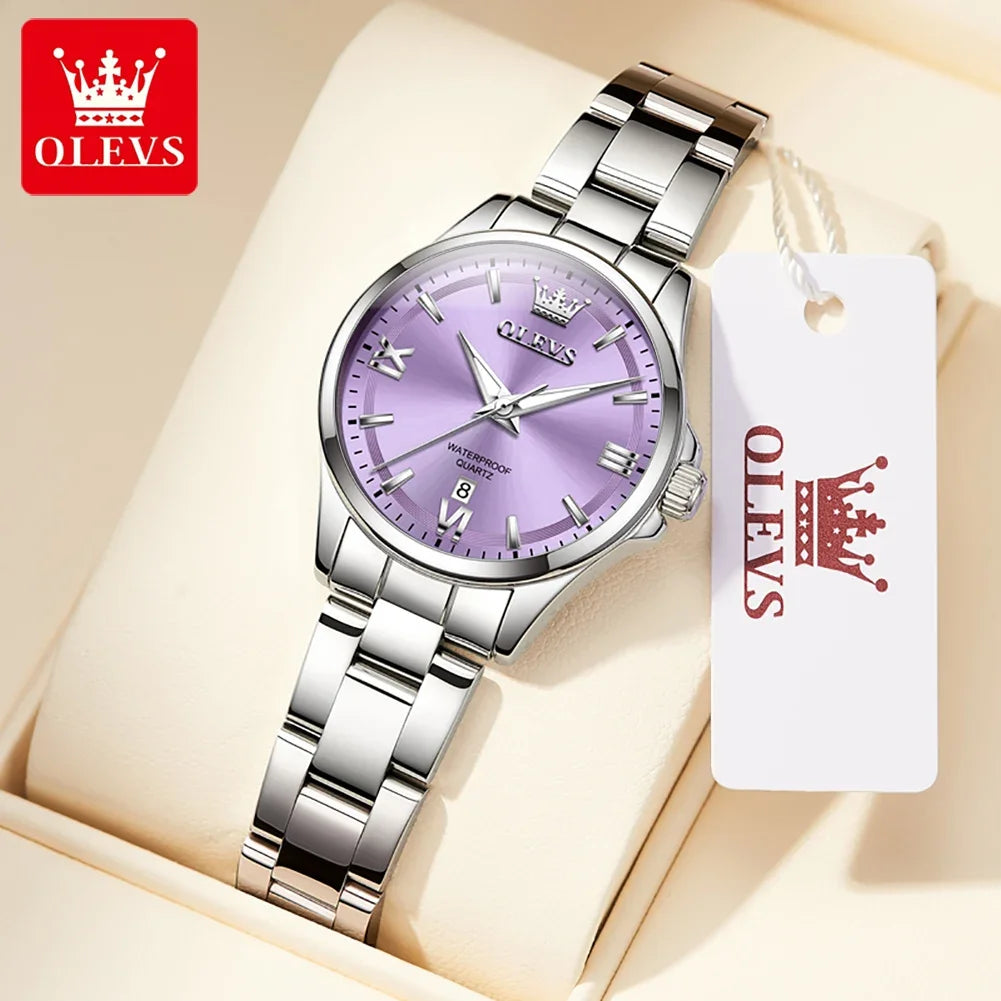 OLEVS 3668 Women Watch Luxury Original Waterproof Stainless Steel Quartz Watch Roman Automatic Date Women Watch Reloj Para Mujer