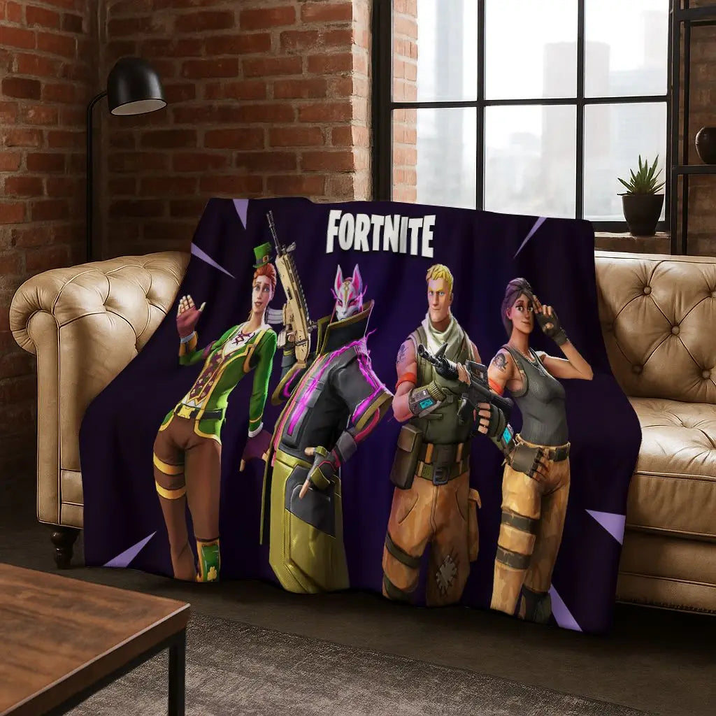 3D F-Fortnite Game Cartoon Flannel Blanket Soft Warm Throw Blanket for Bed Bedroom Room Living Room Travel Camping Kids Gift