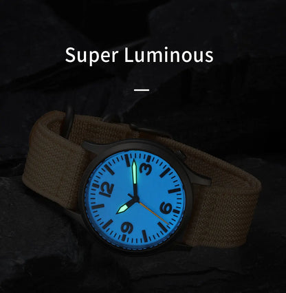 BERNY Full Titanium Watches for Men Super Luminous Sapphire Sports Field Quartz Men's Watch VH31 Wristwatch 5ATM Easy Read