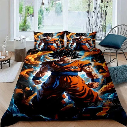 Cartoon/Anime Son Goku Dragon Ball Themed Printed Bedding Set: This soft and comfortable set includes a duvet cover and pillowcase