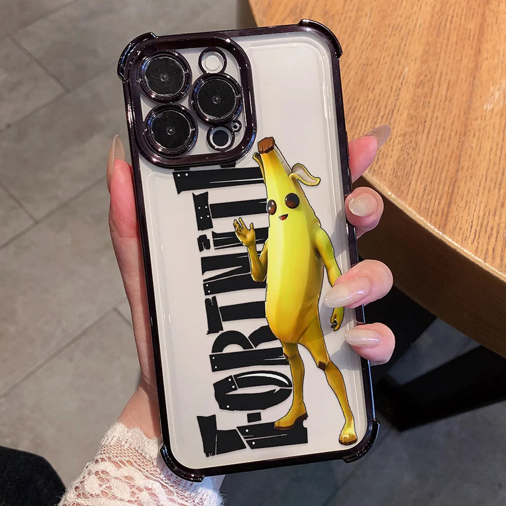 Game Hot F-Fortnites Plating Phone Case For iPhone 17 17e 16e 16 15 14 13 12 11 Pro Max X XR XSMax 7 8 Mini Air Plus Anti-Fall