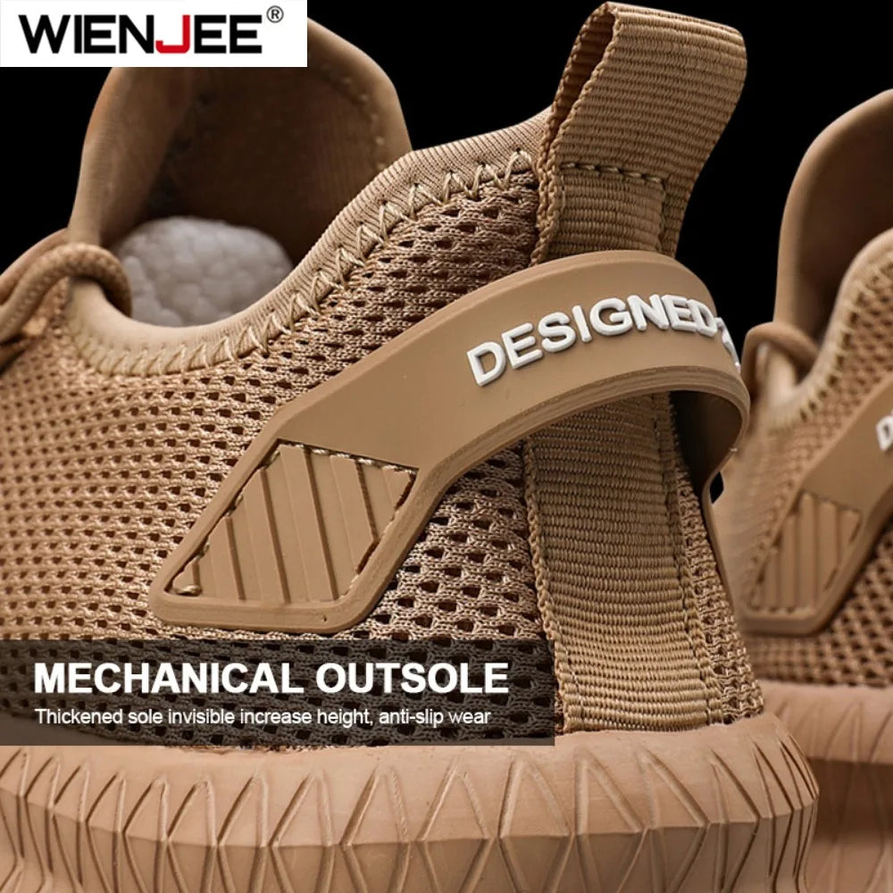 Zapatillas deportivas informales antideslizantes para hombre, transpirables, para correr al aire libre, entrenar, hacer senderismo y practicar deportes; zapatillas con cordones de tejido de punto para actividades al aire libre