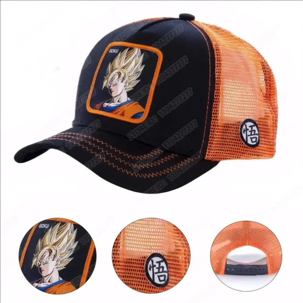 Kapa Dragon Ball Son Goku, bejzbolska kapa, poletna potovalna kapa s ščitkom, moška kapa z vezenjem, hip-hop kapa s ščitkom proti soncu, nastavljiva kapa v stilu »trucker«, mrežasta kapa