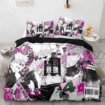 Anime Jujutsu Kaisen Satoru Gojo Bedding Set Boys Girls Twin Queen Size Duvet Cover Pillowcase Bed Kids Adult Home Textile