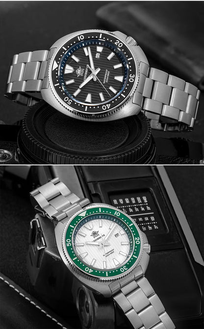 ADDIESDIVE Men's Diving Watch 200 Waterproof Sapphire Glass Quartz Watch BGW9 Luminous Stainless Steel Business Fashion Watch