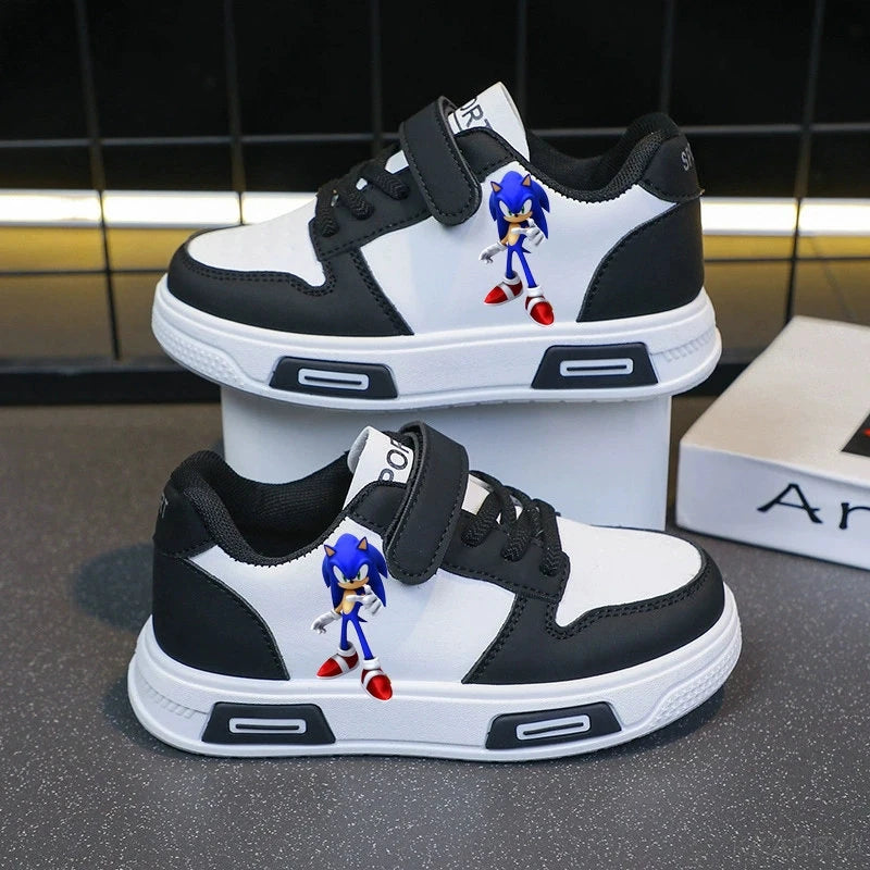 Sonic Fashion Sport Shoes PU Leather Sneakers Soft-soled Student Sneakers Tennis Shoes