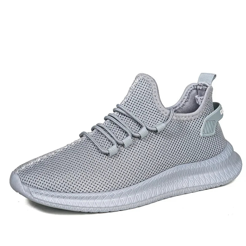 Zapatillas deportivas informales antideslizantes para hombre, transpirables, para correr al aire libre, entrenar, hacer senderismo y practicar deportes; zapatillas con cordones de tejido de punto para actividades al aire libre