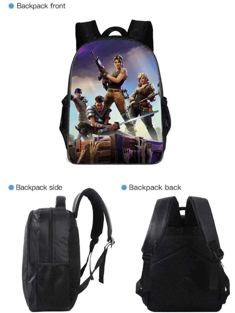 Fortnite 3PCS Backpack for Boys Victory Game 16 Inch Water Resistant Preschool Knapsack Cool Elementary School Backpacks