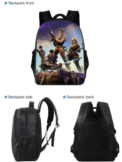 Fortnite 3PCS Backpack for Boys Victory Game 16 Inch Water Resistant Preschool Knapsack Cool Elementary School Backpacks