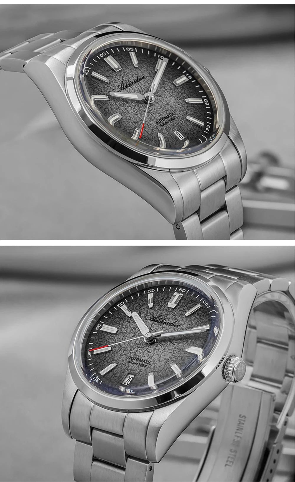 ADDIESDIVE New 2026 Luxury Men's Mechanic Quartz Analog Watch Super Luminous Steel Watch 10Bar Bubble Glass Personalized Watches