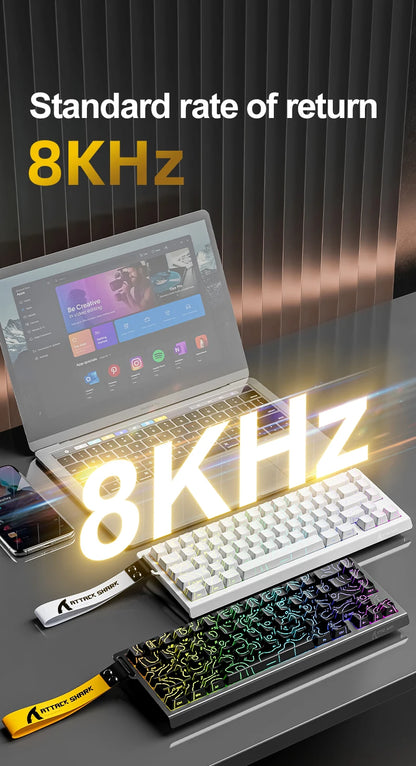 ATTACK SHARK X68 HE Rapid Trigger 8KHz Magnetic Keyboard, 0.01mm RT Accuracy, 60% Layout, RGB, Support RT/Snap Tap/DKS/MT/TGL
