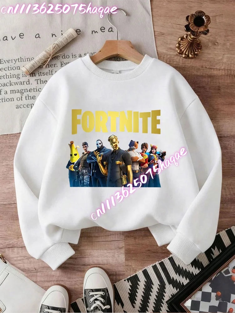 Fortnite Series Kids Sweatshirts Trendy Boys Girl Long Sleeves Pullover Tops Autumn Winter Cartoon Child Clothes Birthday Gifts