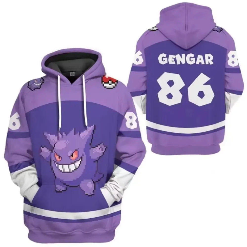 New Pokémon Pikachu Children Printed Top cosplay Hooded Fashion Trendy Casual Long-sleeved Pullover Sweatshirt Birthday Gift