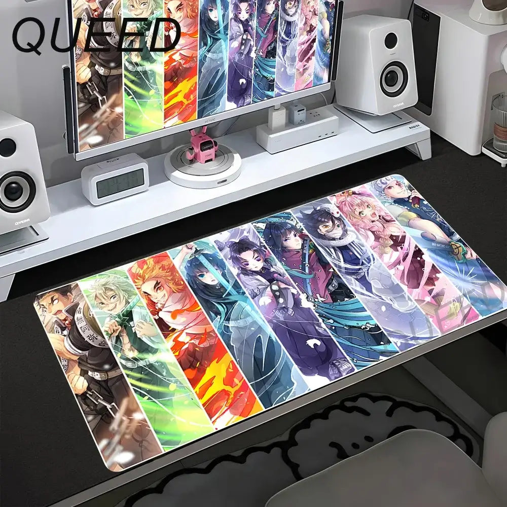 Computer Table Mat Keyboard Desk Pads Anime Mouse Pad Kawaii Girl Mousepad 900x400mm Rubber Non-slip Mouse Mats Demon Slayers XL