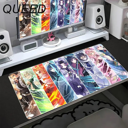 Computer Table Mat Keyboard Desk Pads Anime Mouse Pad Kawaii Girl Mousepad 900x400mm Rubber Non-slip Mouse Mats Demon Slayers XL