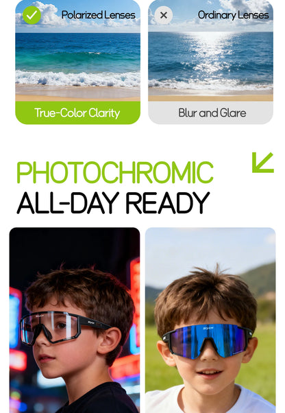 SCVCN Girls Sports Sunglasses Kids Cycling Glasses Photochromic UV400 Boys Baseball Outdoor Eyewear Running Hiking Sunglasses