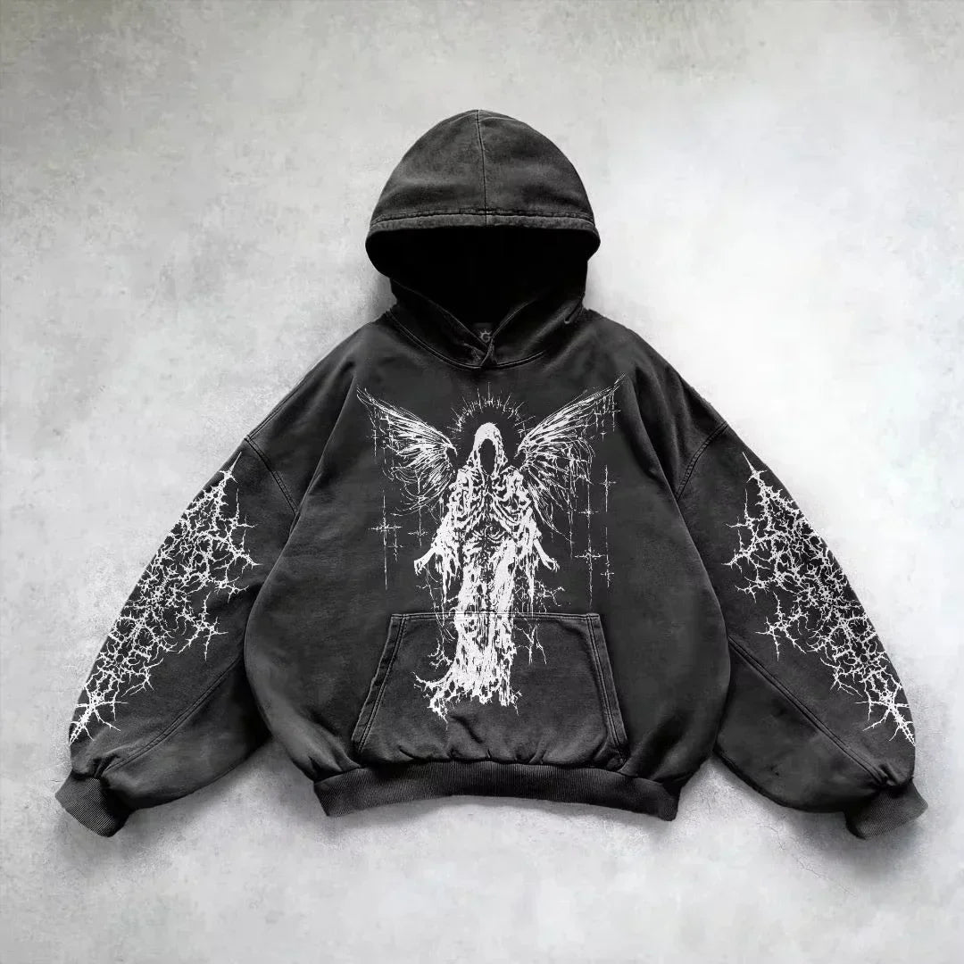 American Y2K New Hip Hop Trend Retro Hoodie Women Street Casual Loose Joker Vintage Sweatshirt Unisex Fleece Padded Warm Hoodie