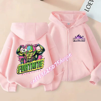 Autumn New Fortnites Children Hoodies Coat Cartoon Game Character Printed Zip Up Hoodie Child Jacket Winter Kids Boys Clothes