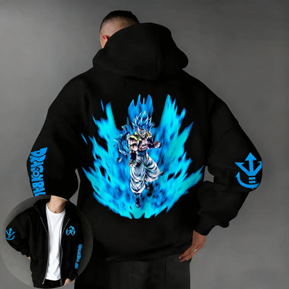 Dragon Ball Anime Y2K Versatile Zipper Hoodie 2025 Men's Autumn/Winter New Gogeta Printed American Casual Loose Parent Child Top