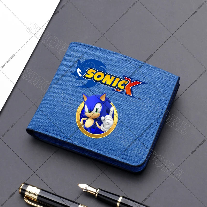 Sonics Mens Purses Men Wallets Cartoon Anime Graphic Print Cute Purse Portable Large Capacity Card Packs Birthday Party Gifts