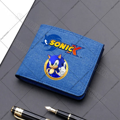 Sonics Mens Purses Men Wallets Cartoon Anime Graphic Print Cute Purse Portable Large Capacity Card Packs Birthday Party Gifts