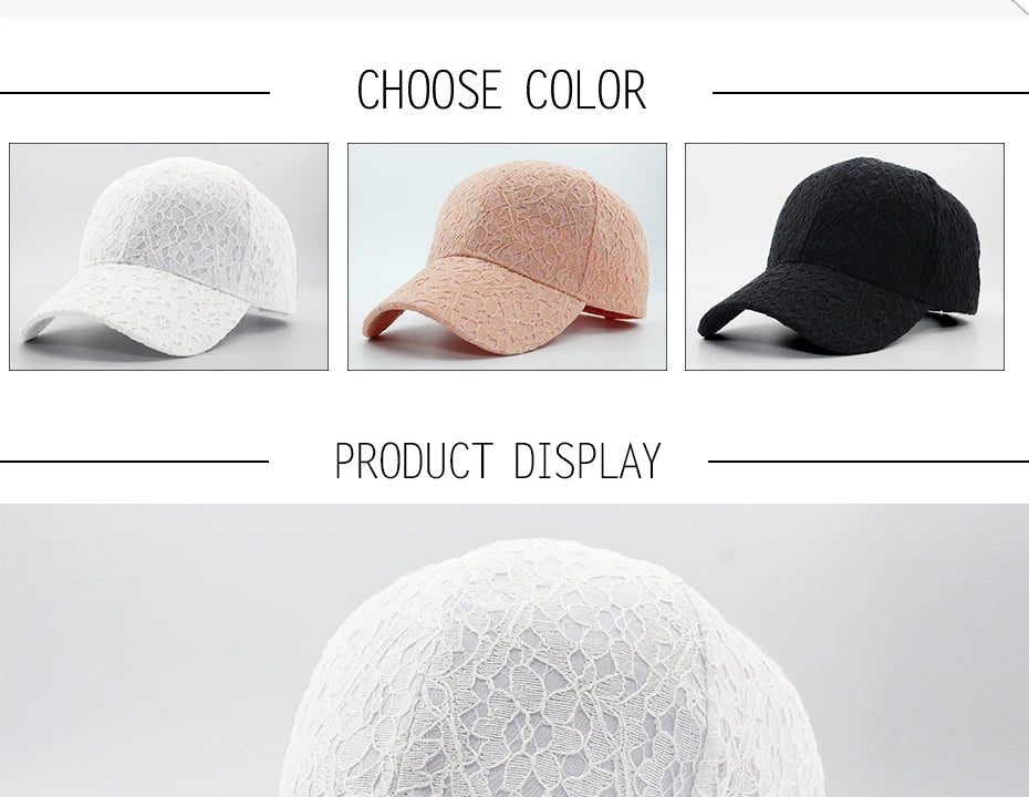 CNTANG Brand Summer Lace Hat Cotton Baseball Cap For Women Breathable Mesh Girls Snapback Hip Hop Fashion Female Caps Adjustable