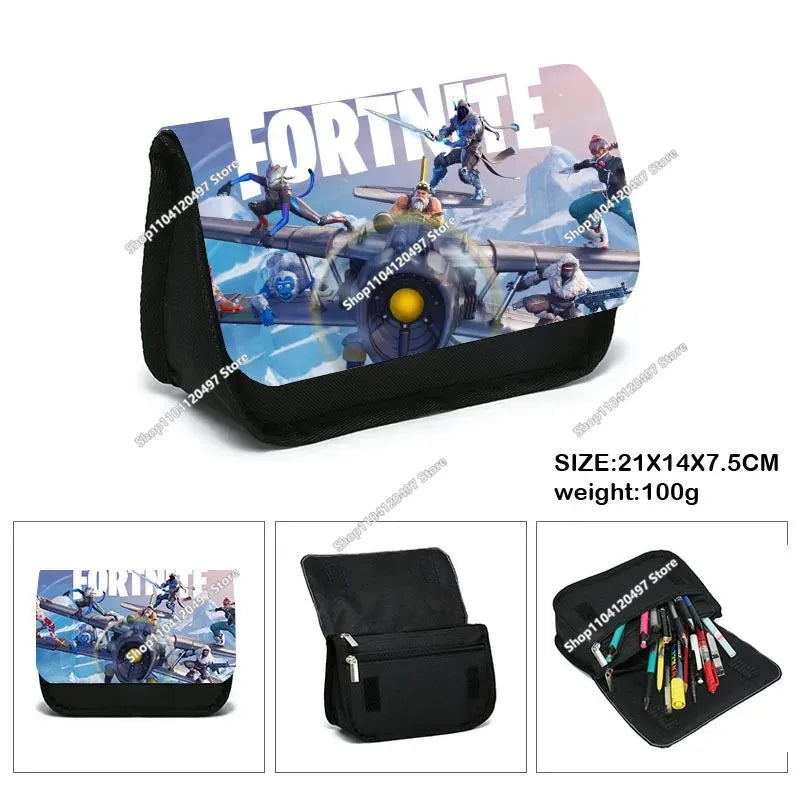 Fortnite Kids Pencil Bags Multifunctional Stationery Box Children's Large Capacity Double Layer Stationery Bag